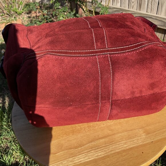 Coach gallery suede burgundy 10084 Lunch tote bag purse - Picture 6 of 7